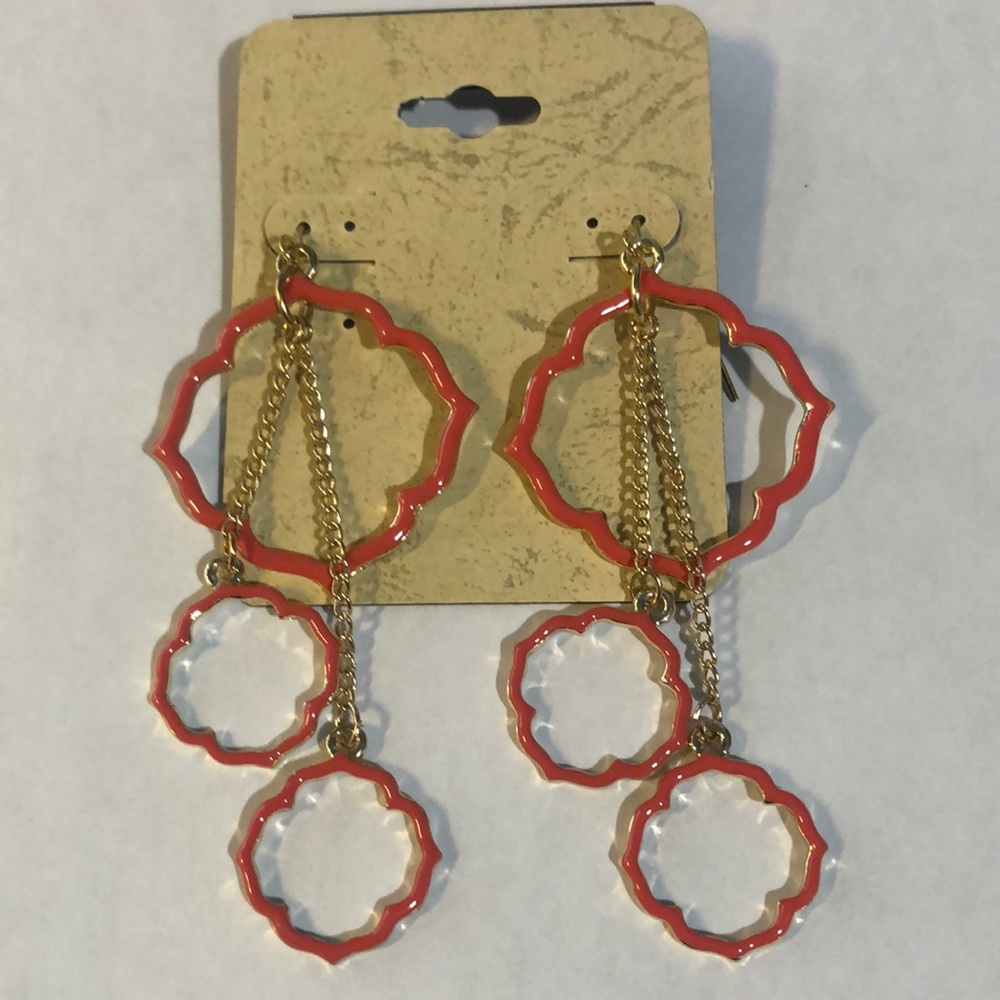 New Orange and Gold Dangle Earrings